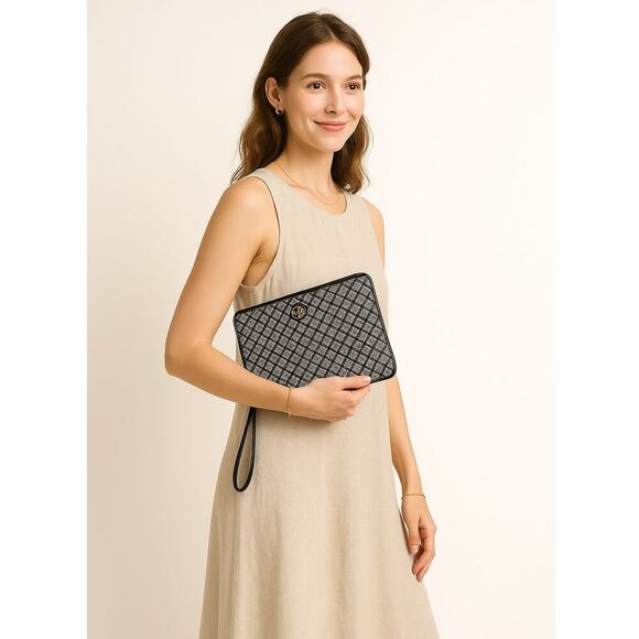 Ralph Lauren Black & White Woven Clutch Wristlet Organizer Pouch | Designer Gift - Picture 2 of 11
